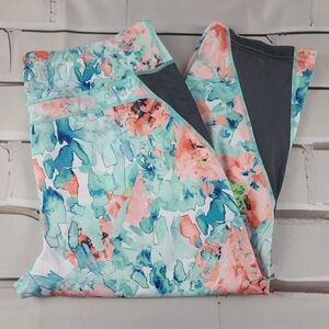 Tek Gear Women's XXL Dry Gear Capri Yoga Leggings Mixed Media Floral